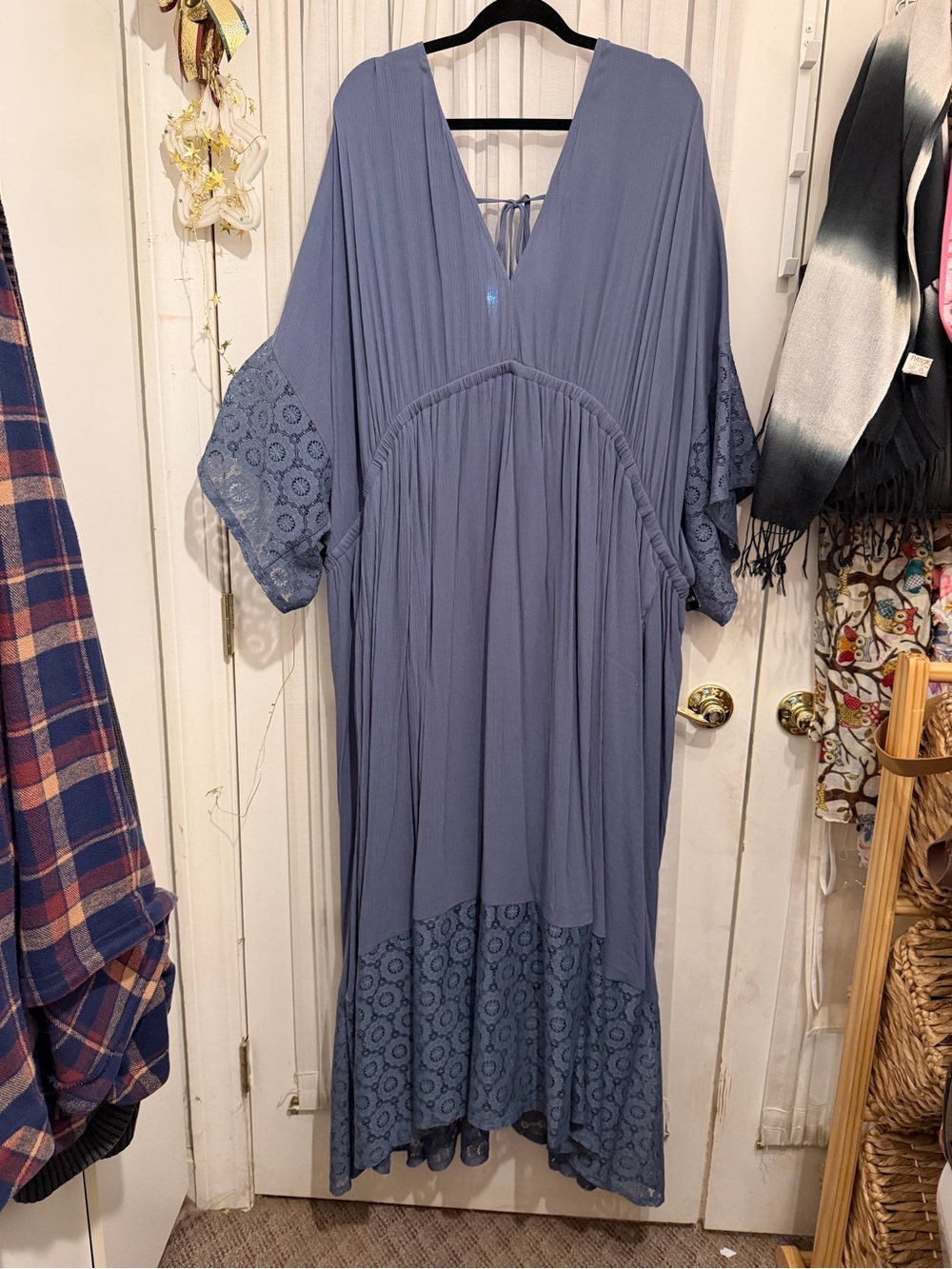 NWT Torrid Blue Maxi Dress with Lace and Open Back size 6